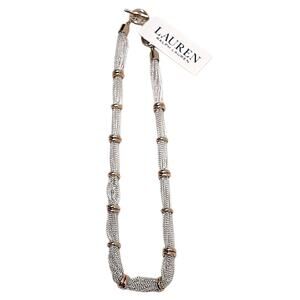 Lauren Ralph Lauren Two-Tone Multi-Chain Ringed Collar Necklace Short New w Tag